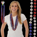 36" Red/Silver/Blue Beaded Necklace